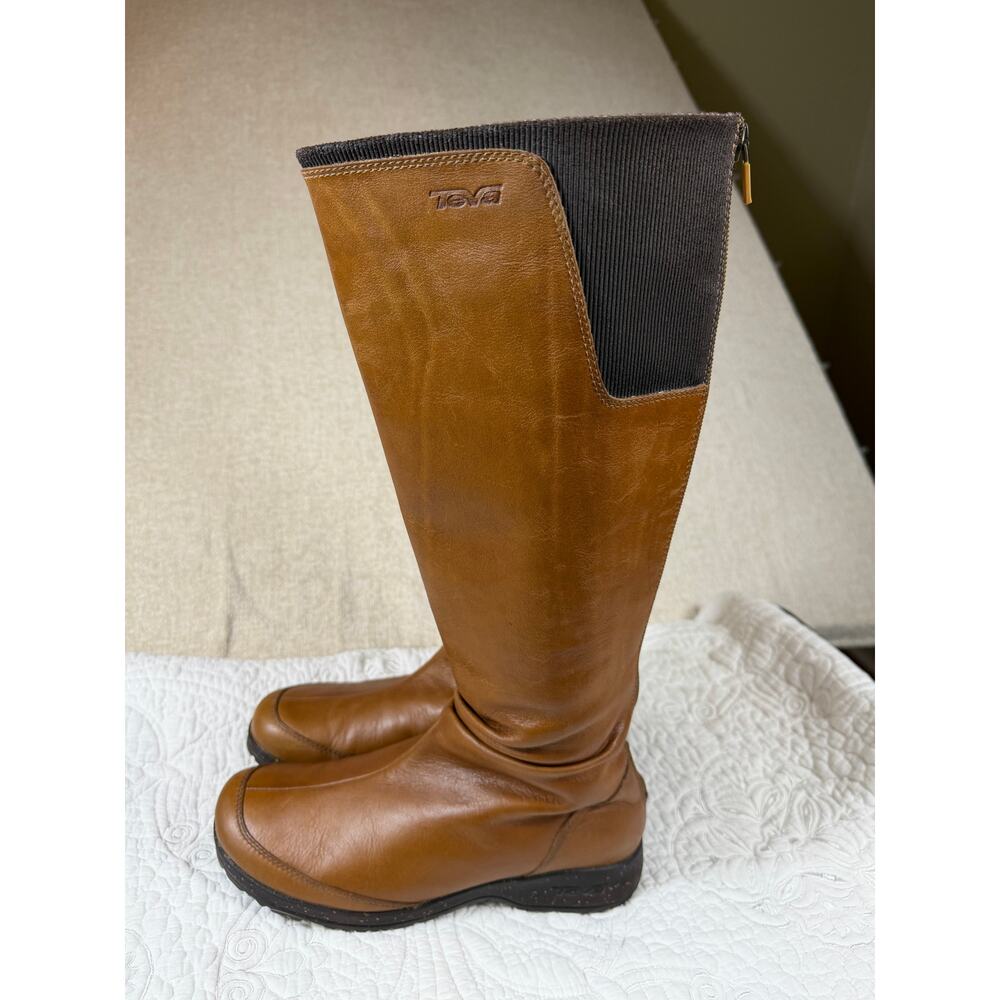 Teva Women's 8 Tan Afton Tall Leather Riding Outdoor Boots Equestrian Style - Picture 10 of 11